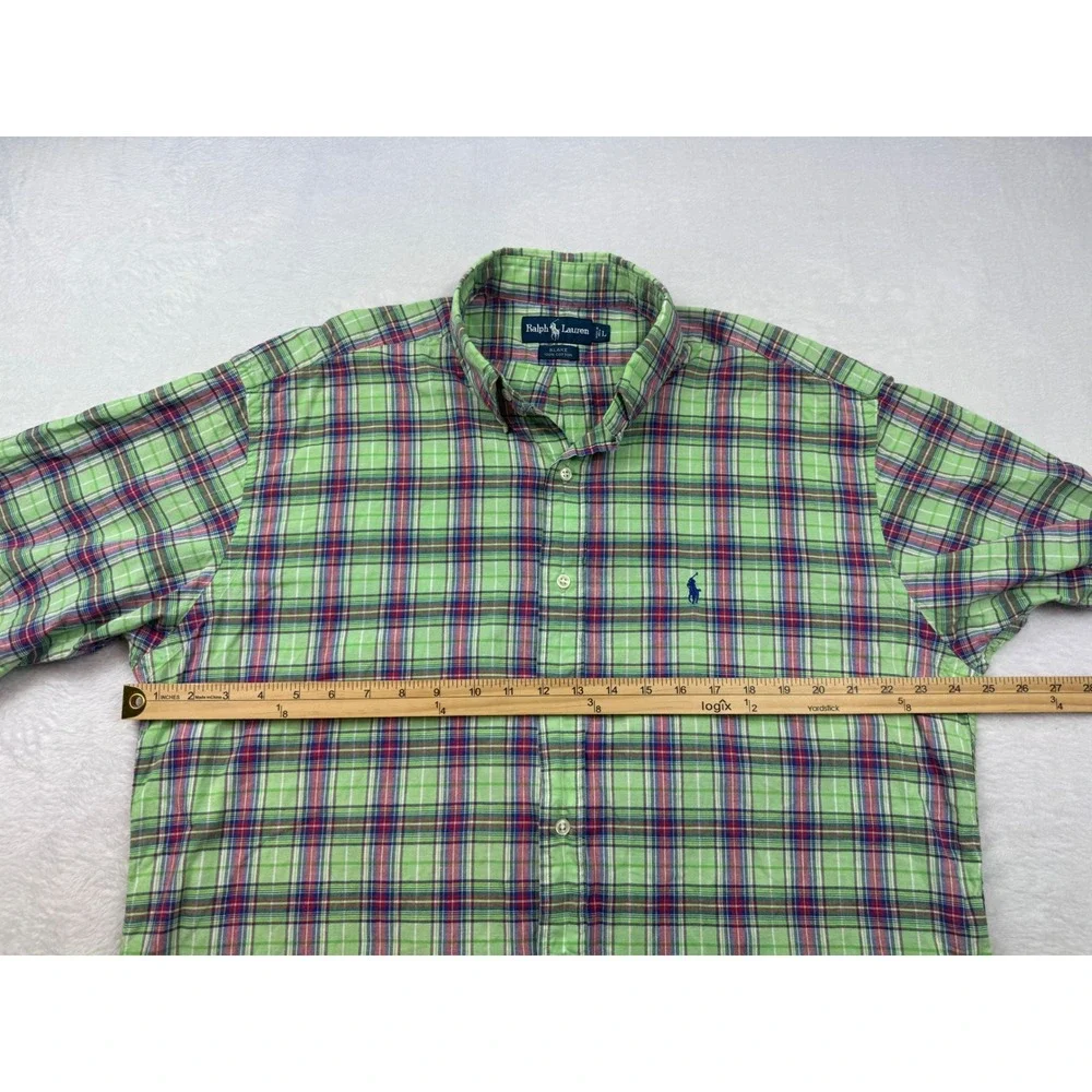 Polo Ralph Lauren Blake Shirt Mens Large Green Plaid Button Down 100% Cotton L